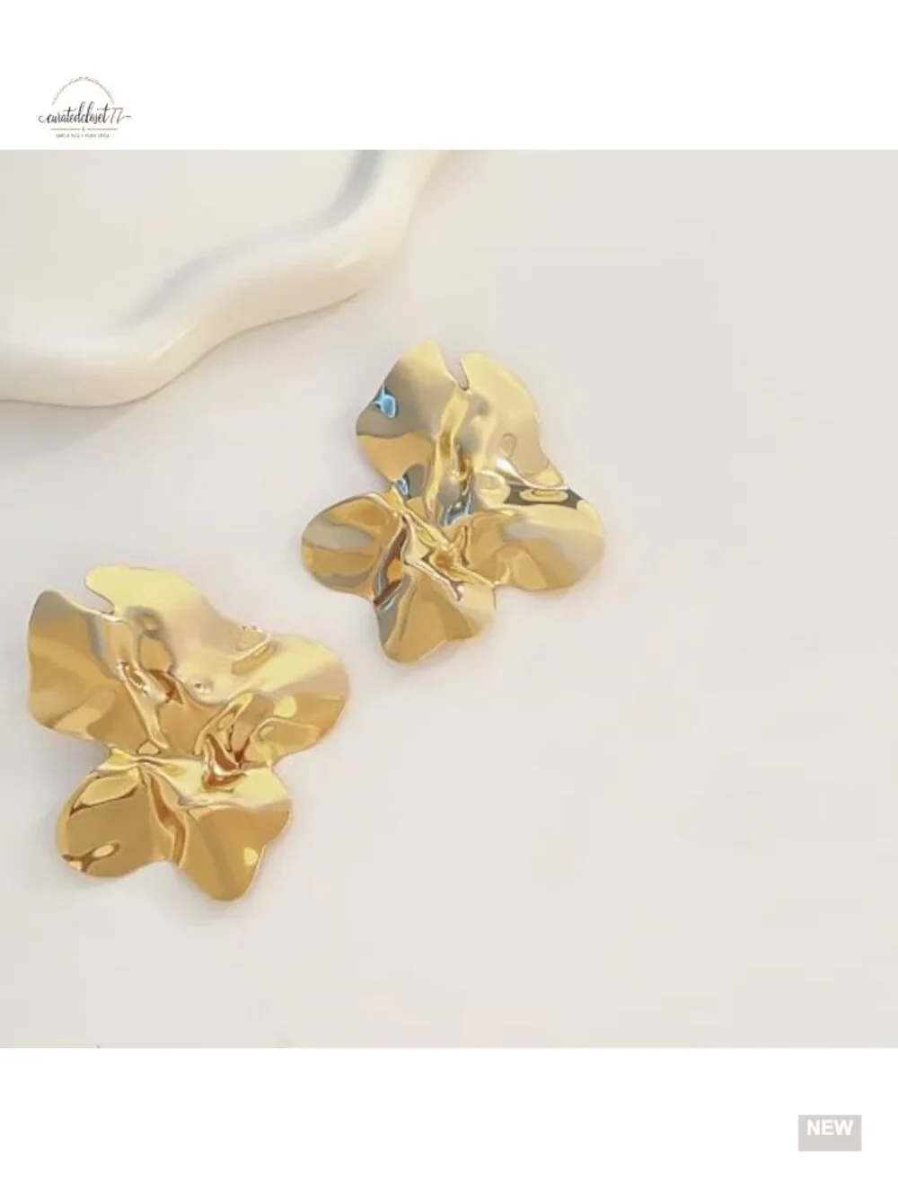 Chunky Gold Statement Stud Earrings Geometric Square Drop Earrings
